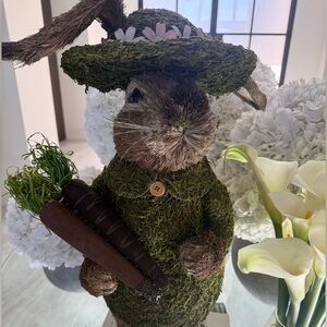 Green and Brown Moss Bunny Figurine